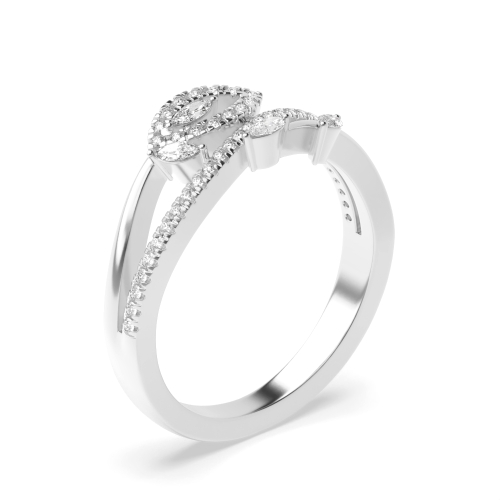 4 Prong Marquise/Round Unique Engagement Rings