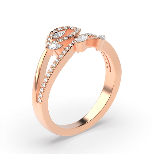 4 Prong Marquise/Round Rose Gold Whisperpulse Unusual Wedding Engagement Rings