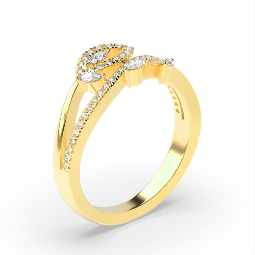4 Prong Marquise/Round Yellow Gold Whisperpulse Unique Engagement Rings