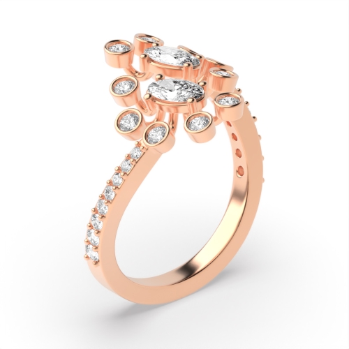 4 Prong Oval Rose Gold antique style Unusual Wedding Engagement Rings