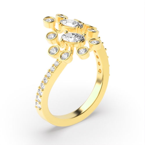 4 Prong Oval Yellow Gold antique style Unique Engagement Rings