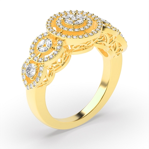 Round Yellow Gold Gleamradiance Unique Engagement Rings
