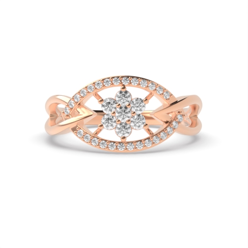 3 Prong Round Rose Gold Floral styled Unusual Engagement Rings