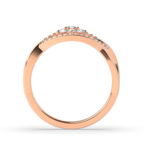 3 Prong Round Rose Gold Floral styled Unusual Engagement Rings