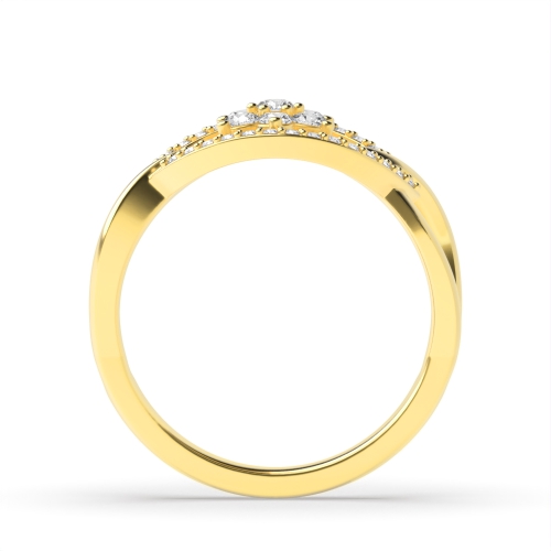 3 Prong Round Yellow Gold Floral styled Unique Engagement Rings