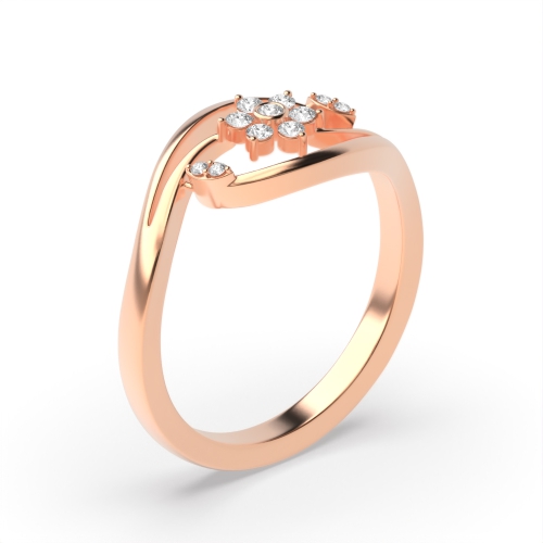 Bezel Setting Round Rose Gold flowerd Engagement Rings