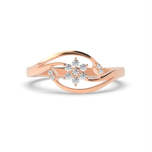 Bezel Setting Round Rose Gold flowerd Engagement Rings