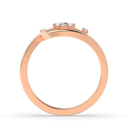 Bezel Setting Round Rose Gold flowerd Engagement Rings