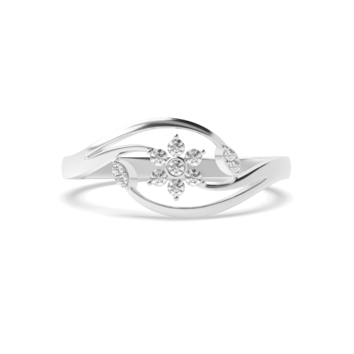 Bezel Setting Round flowerd Engagement Rings