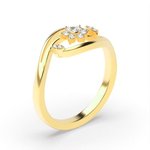 Bezel Setting Round Yellow Gold flowerd Engagement Rings