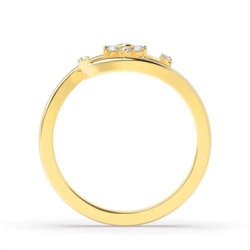 Bezel Setting Round Yellow Gold flowerd Engagement Rings