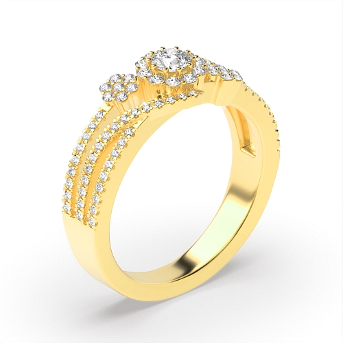 Round Yellow Gold Prestige Unique Engagement Rings