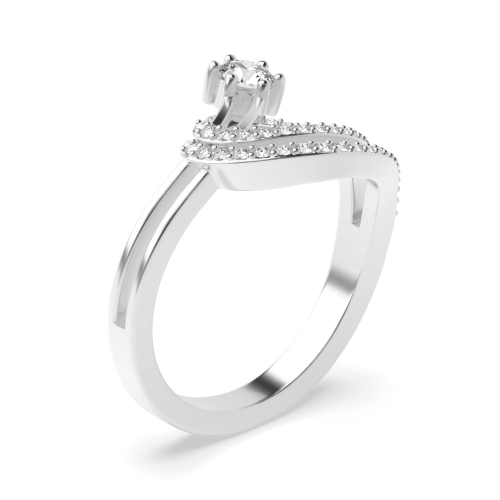 prong setting round and side diamond engagement ring
