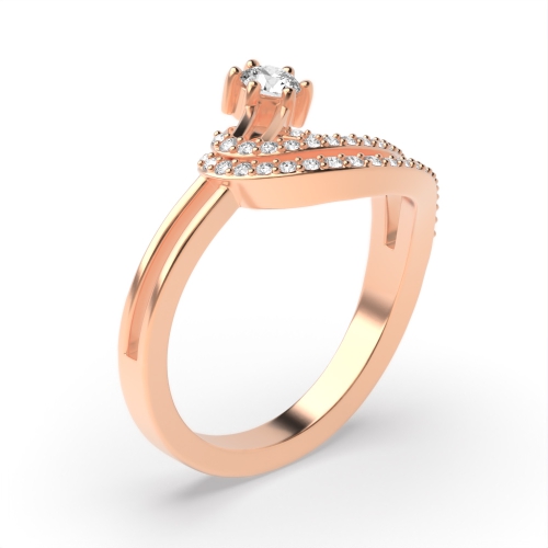 6 Prong Round Rose Gold Crescendo Unusual Engagement Rings