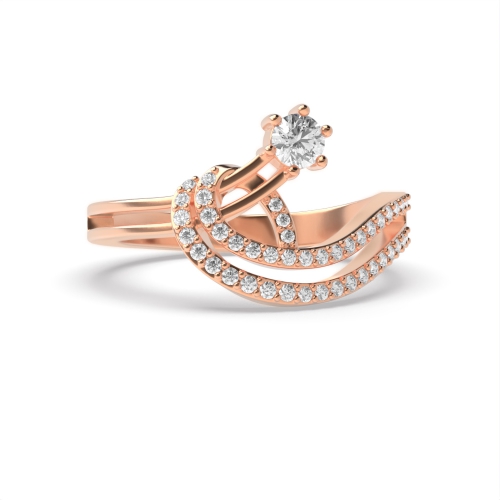 6 Prong Round Rose Gold Crescendo Unusual Engagement Rings