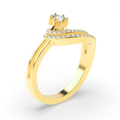 6 Prong Round Yellow Gold Crescendo Unique Engagement Rings