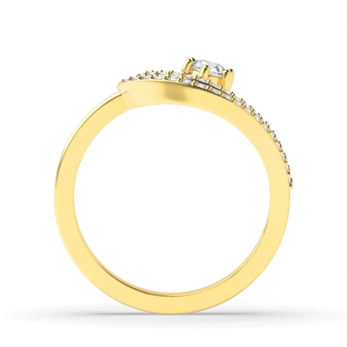 6 Prong Round Yellow Gold Crescendo Unique Engagement Rings