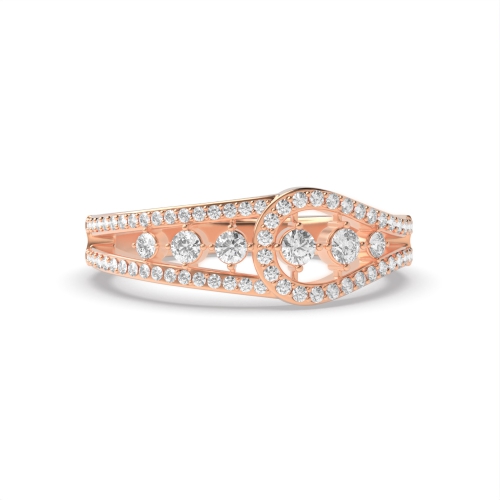 4 Prong Round Rose Gold Facet Unusual Engagement Rings