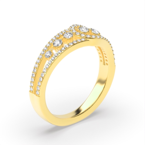 4 Prong Round Yellow Gold Facet Unique Engagement Rings