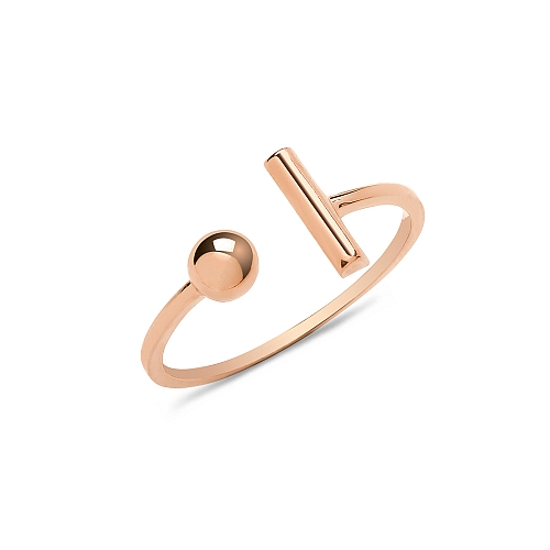 Rose Gold Tear bar bead Plain Ring Wedding Rings & Bands
