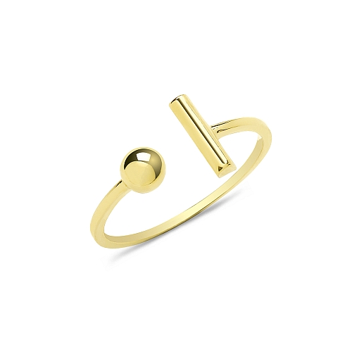 Yellow Gold Tear bar bead Plain Ring Wedding Rings & Bands