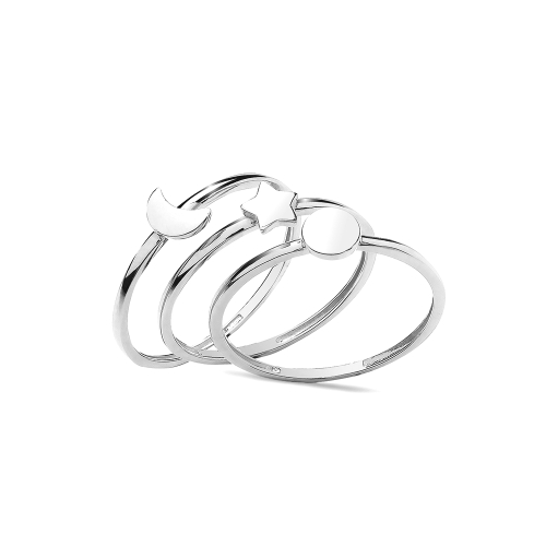 Triple band moon star Plain Ring Wedding Rings & Bands