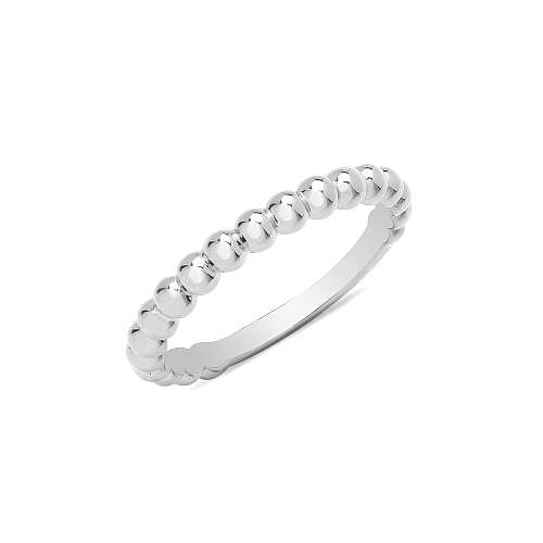 White Gold Beaded Plain Ring Wedding Rings & Bands