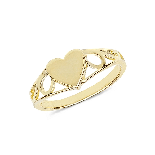 Yellow Gold Romantic Heart shaped Plain Ring Wedding Rings & Bands