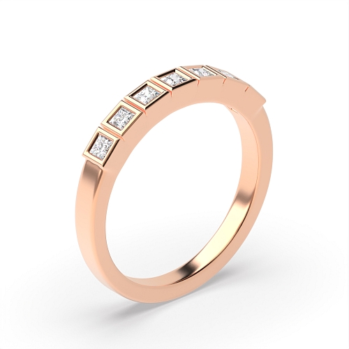 Bezel Setting Princess Rose Gold Whisper Eternity Diamond Rings