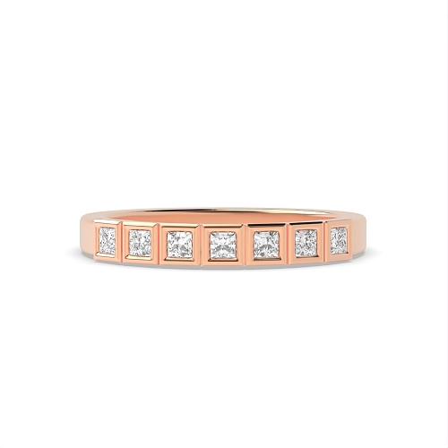 Bezel Setting Princess Rose Gold Whisper Eternity Diamond Rings