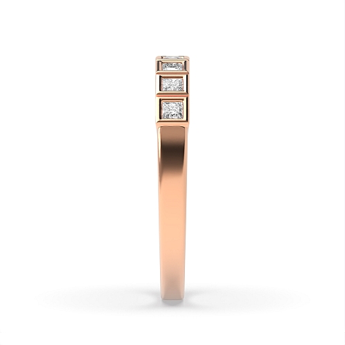Bezel Setting Princess Rose Gold Whisper Eternity Diamond Rings