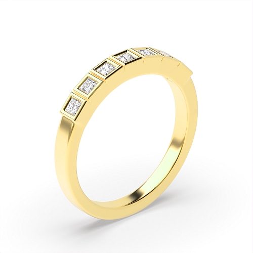 Bezel Setting Princess Yellow Gold Whisper Eternity Diamond Rings