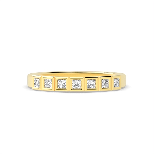 Bezel Setting Princess Yellow Gold Whisper Eternity Diamond Rings