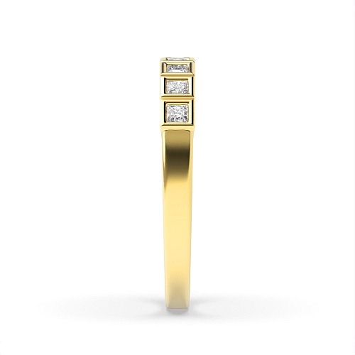 Bezel Setting Princess Yellow Gold Whisper Eternity Diamond Rings