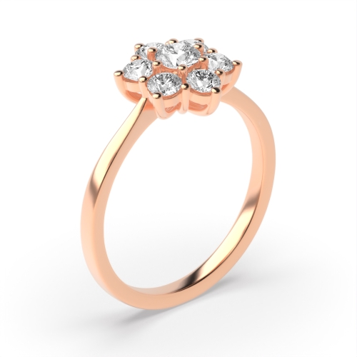 prong setting flower shape round diamond ring