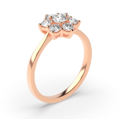 6 Prong Round Rose Gold Flower style Eternity Engagement Rings