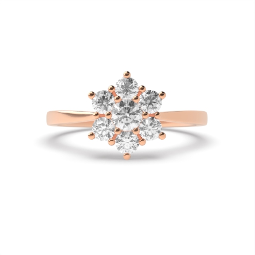 6 Prong Round Rose Gold Flower style Eternity Engagement Rings