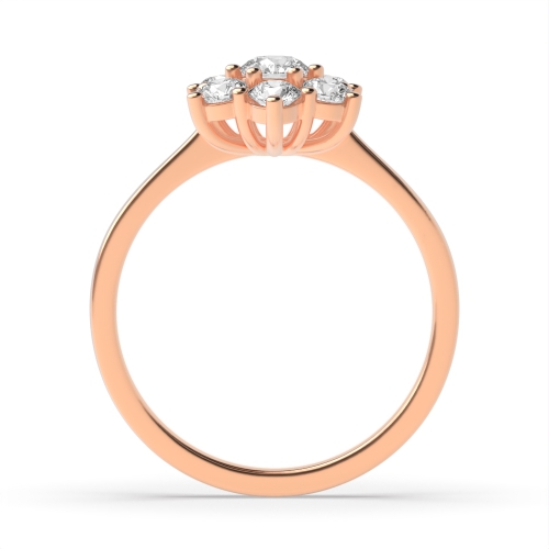 6 Prong Round Rose Gold Flower style Eternity Engagement Rings