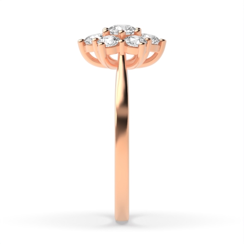 6 Prong Round Rose Gold Flower style Eternity Engagement Rings