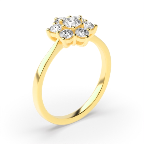 6 Prong Round Yellow Gold Flower style Eternity Engagement Rings