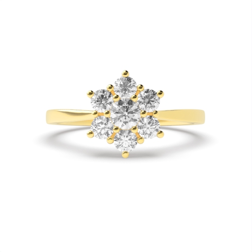 6 Prong Round Yellow Gold Flower style Eternity Engagement Rings
