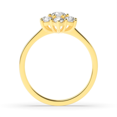 6 Prong Round Yellow Gold Flower style Eternity Engagement Rings