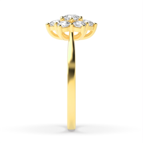 6 Prong Round Yellow Gold Flower style Eternity Engagement Rings