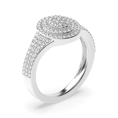 4 Prong Round Opalescent Side Stone Engagement Rings
