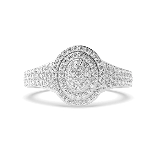 4 Prong Round Opalescent Side Stone Engagement Rings