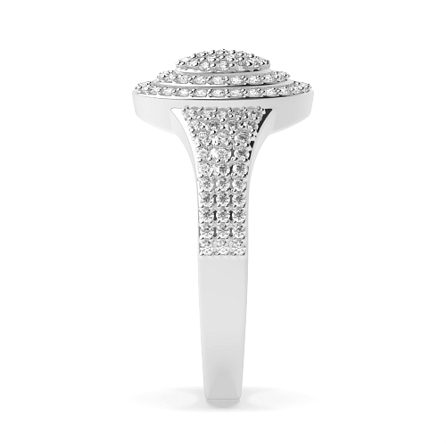 4 Prong Round Opalescent Side Stone Engagement Rings