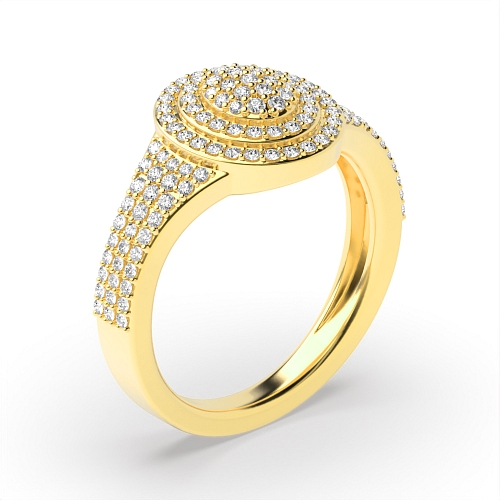 4 Prong Round Yellow Gold Opalescent Engagement Rings