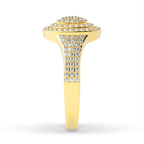 4 Prong Round Yellow Gold Opalescent Engagement Rings