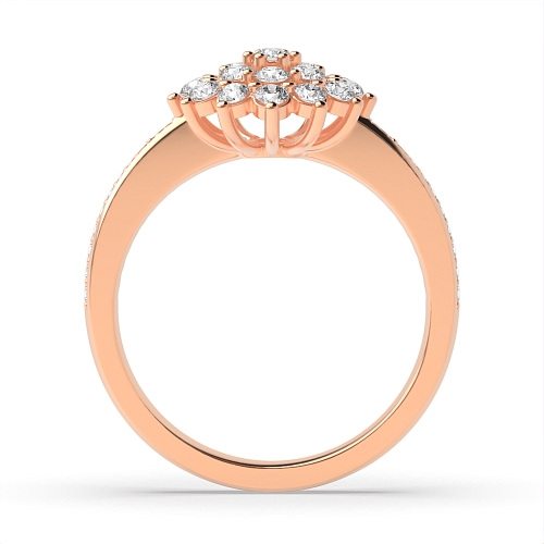 4 Prong Round Rose Gold Flower cluster Engagement Rings