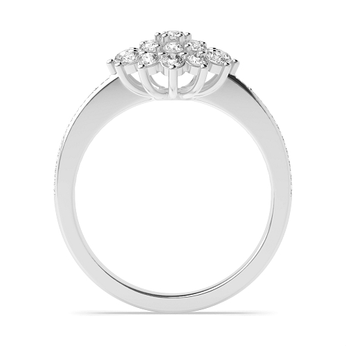 4 Prong Round Flower cluster Side Stone Engagement Rings